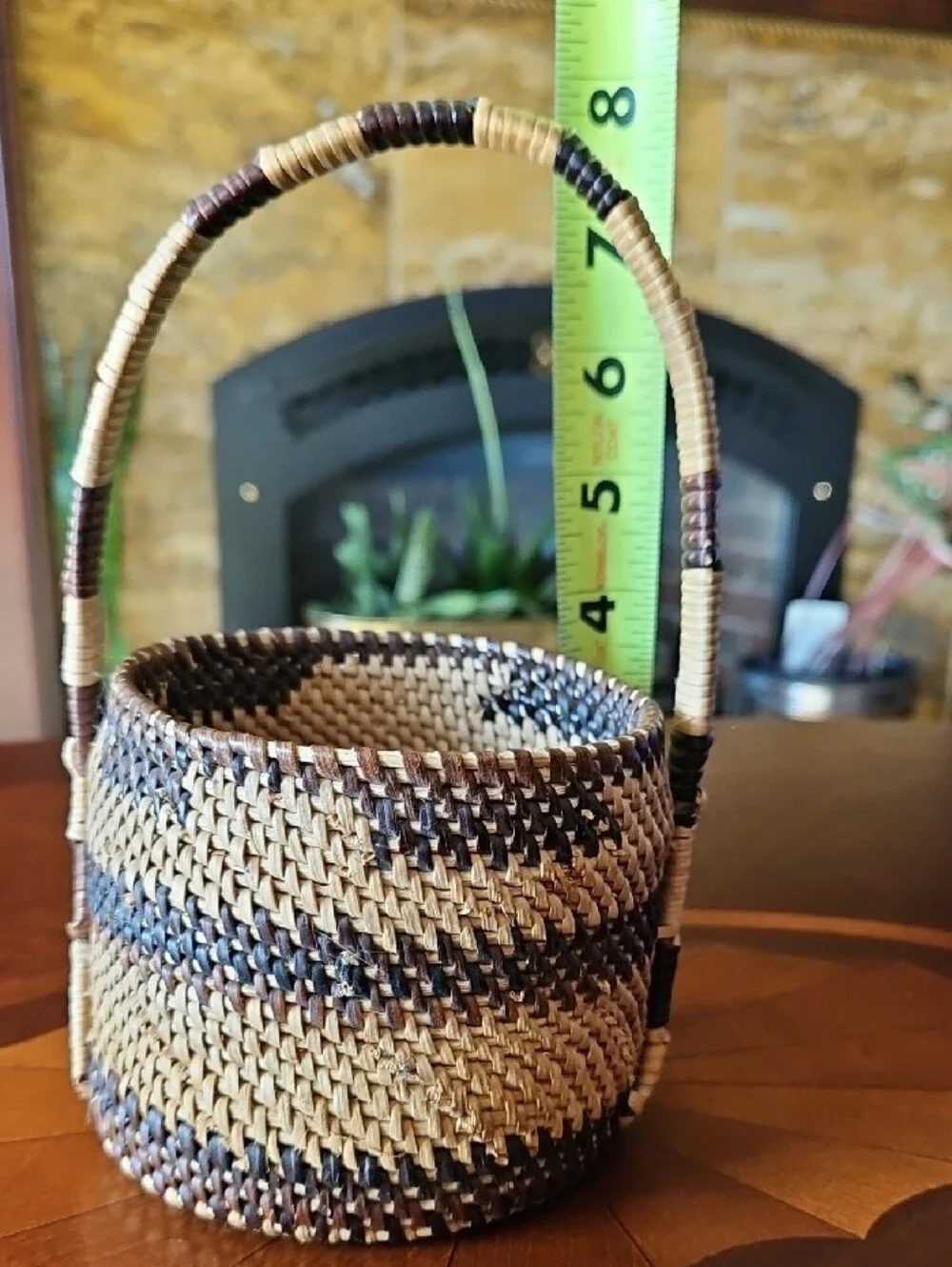 VTG Tohono O'odham Papago Native American Handled Coiled Basket Southwest Desert